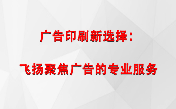 正宁广告印刷新选择：飞扬聚焦广告的专业服务